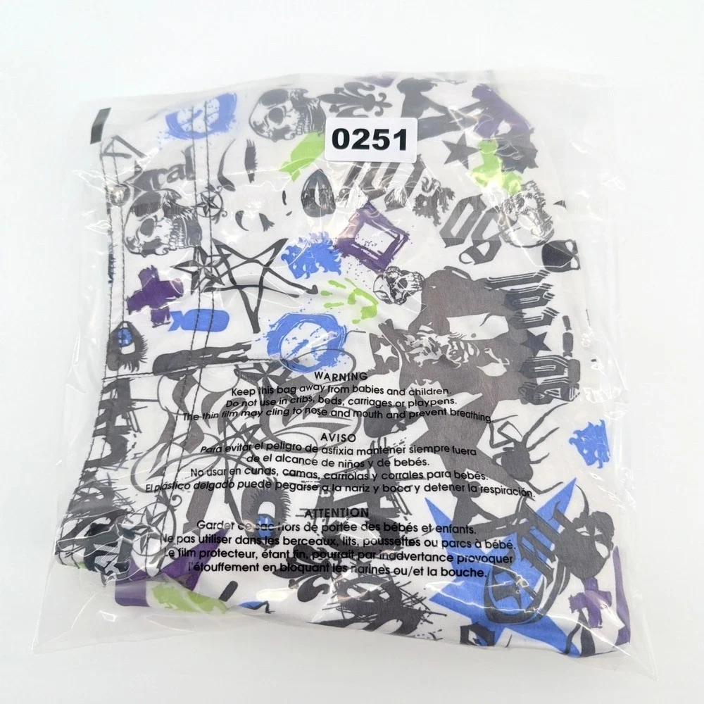 So-Cal Board Shorts Mens 32x12 White‎ Graffiti Skulls Uncle Sam Punk Pockets Y2K